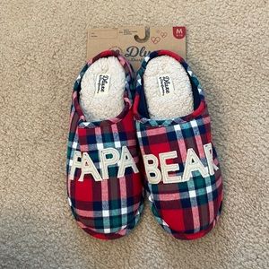 New Deluxe By Dearfoams Plaid Papa Bear Slippers. Men’s Size M 9-10